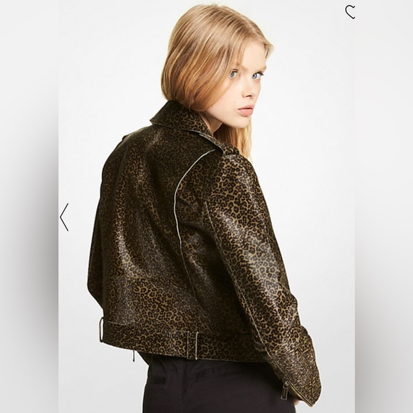 New MICHAEL MICHAEL KORS
Leopard Print Calf Hair Moto Jacket Size M - Picture 5 of 17